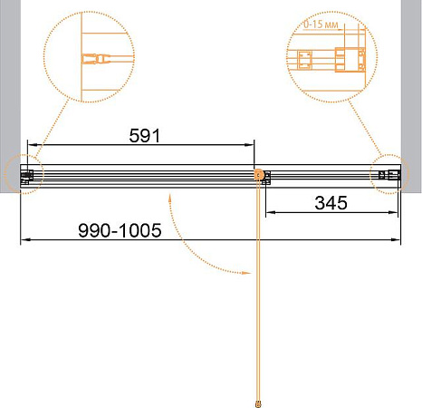 Душевая дверь Cezares Urban 100 URBAN-B-12-100-C-NERO, профиль черный, стекло прозрачное