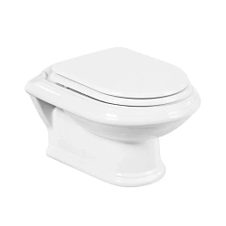 Подвесной унитаз Cezares King Palace CZR-163-TH/CZR-T-163-M-S-Br, сиденье SoftClose белое/петли бронза, белый