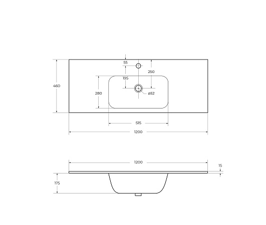 Раковина-столешница Cezares 120 CZR-NAT-120-LVB белый