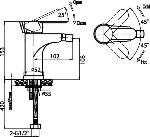 Смеситель Cezares Laconico C BS 01 W0 для биде