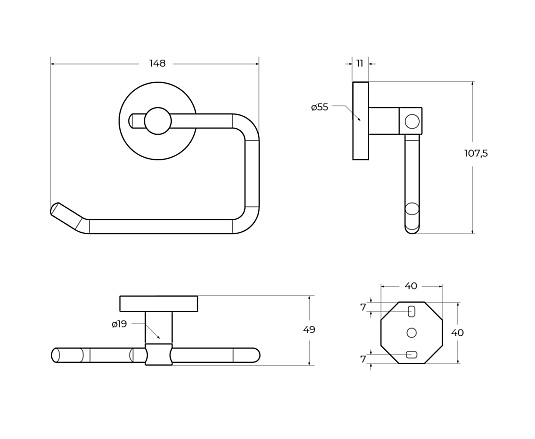 Держатель туалетной бумаги Cezares Relax RELAX-PH1-NOP черный матовый