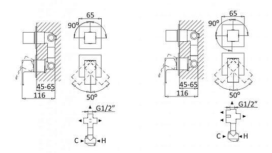 Смеситель для душа Cezares PORTA-VDIM3-M-NOP, черный
