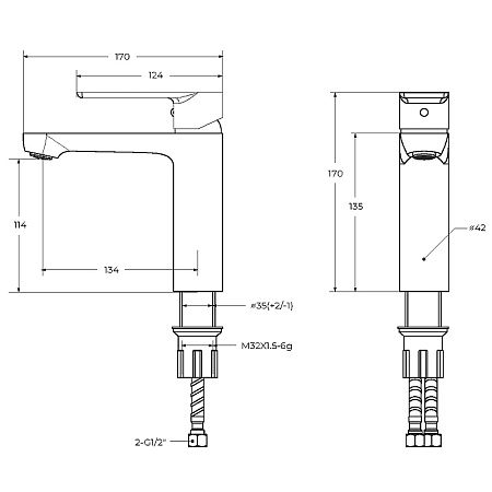 Смеситель для раковины Cezares Stylus STYLUS-LS-NOP черный матовый