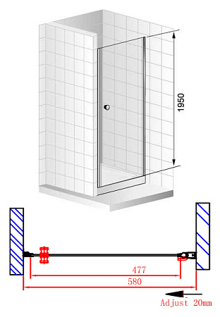 Душевая дверь в нишу Cezares Elena W B1 60 P Cr R