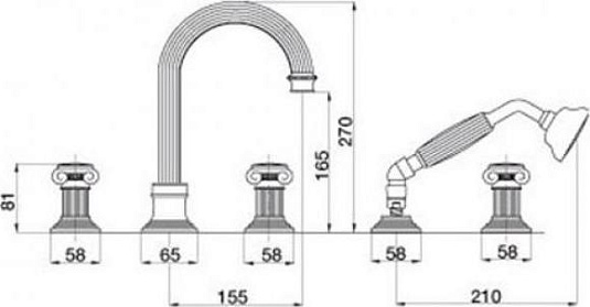 Смеситель на борт ванны Cezares APHRODITE-BVD-01-Sw, хром