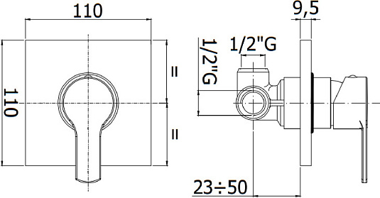 Смеситель для душа Cezares OVEST-DIM-NOP, черный