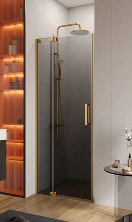 Дверь душевая Cezares Slider 70 SLIDER-B-1-70/80-GRIGIO-BORO профиль брашированное золото, стекло тонированное