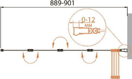 Шторка на ванну Cezares RELAX-V-4-90/140-P-Bi-R стекло punto