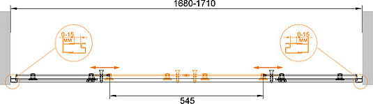 Шторка на ванну Cezares ECO-O-VF-2-170/145-P-Cr стекло punto