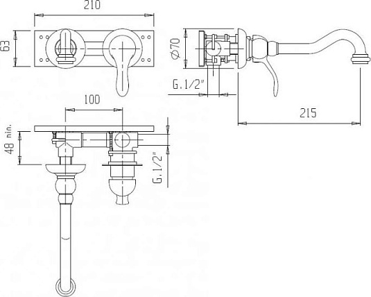 Смеситель для раковины Cezares ELITE-BLS1-02-Bi, бронза