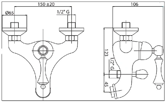 Смеситель для ванны с душем Cezares Margot MARGOT-VDPMS-02-Bi бронза, белый