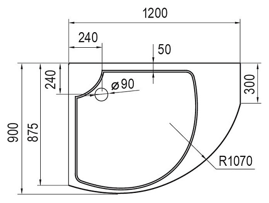 Поддон для душа Cezares Tray Triumph асимметричный L