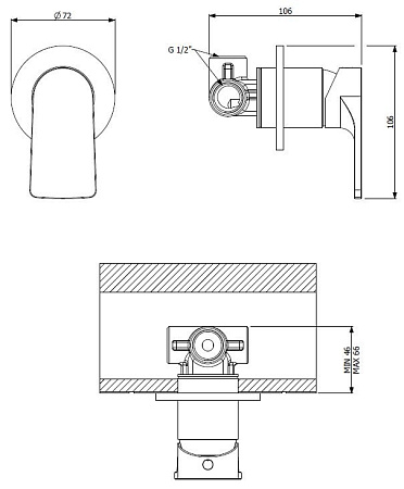 Смеситель для душа Cezares LAGOS-DIM-NOP, черный