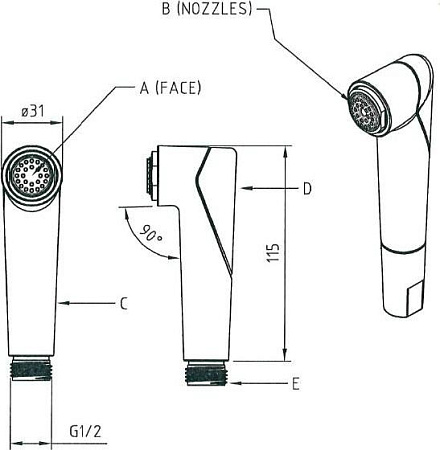 Гигиеническая лейка Cezares KARMA-IFS-01, хром