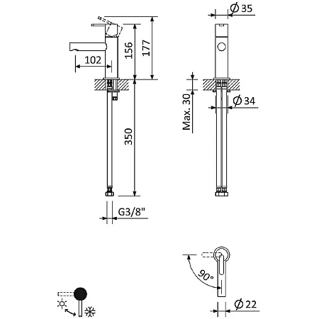Смеситель для раковины Cezares Leaf LEAF-LSM1-L-NOP черный