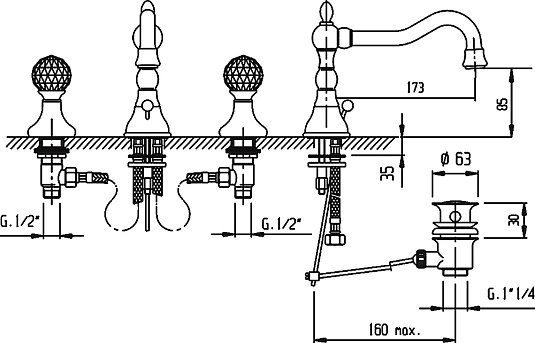 Смеситель Cezares Atlantis ATLANTIS-BLS2-A-01-Sw для раковины