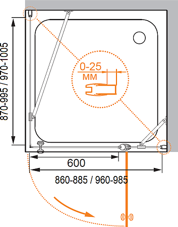 Душевой уголок Cezares TRIUMPH-D-A-12-100-C-Cr-R стекло прозрачное