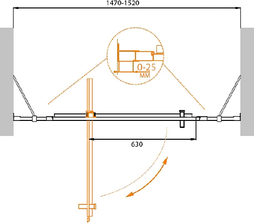 Душевая дверь в нишу Cezares MOLVENO-BA-12-90+60-C-Cr-IV стекло прозрачное