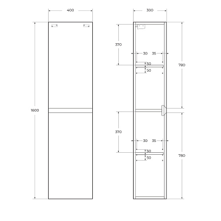 Шкаф-пенал Cezares Molveno 40 MOLVENO-1600-2A-SC-NC Noce Chiaro