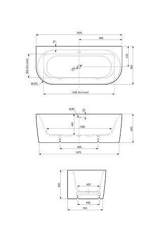 Акриловая ванна Cezares Metauro 180х80 METAURO-INT-Wall-180-80-60-W-MATT белый матовый