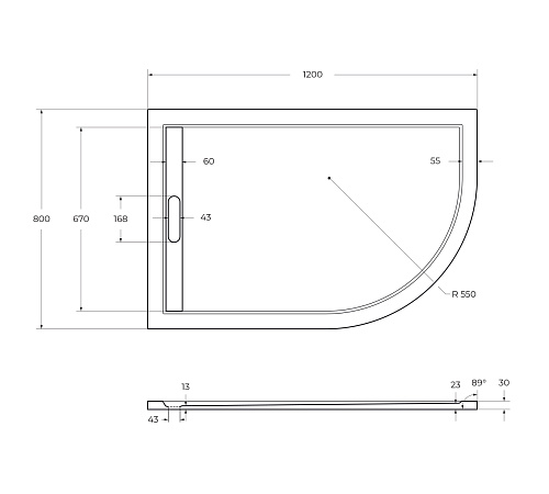 Душевой поддон Cezares 120х80 TRAY-AS-RH-120/80-30-W-L белый