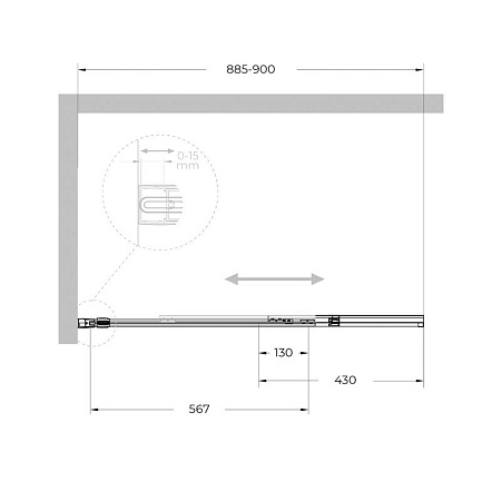 Шторка на ванну Cezares Slider SLIDER-FIX-VF-11-90/150-C-Cr профиль хром, стекло прозрачное