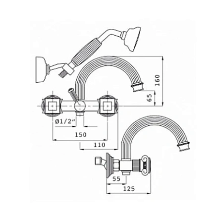 Смеситель для ванны с душем Cezares Olimp Olimp-VD-01-M хром