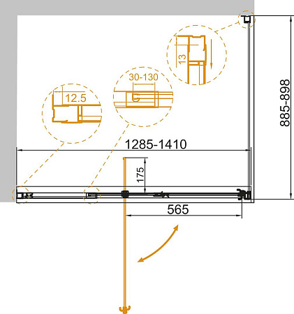 Душевой уголок Cezares VARIANTE-AH-1-130/140-90-C-Cr стекло прозрачное