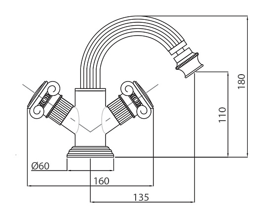 Смеситель для биде Cezares Aphrodite APHRODITE-BS2-01-Bi хром