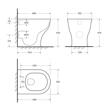 Унитаз приставной Cezares Giubileo CZR-265-CBR/CZR-6045-SC, безободковый, с сиденьем микролифт, белый
