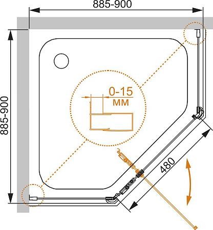 Душевой уголок Cezares ECO-O-P-1-90-C-Cr стекло прозрачное