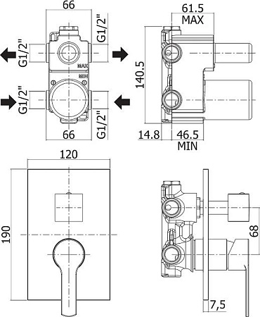 Смеситель для душа Cezares OVEST-DEV3-BIO, белый