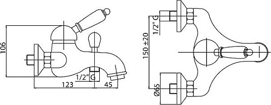 Смеситель Cezares Vintage VINTAGE-VM-01-Sw для ванны с душем