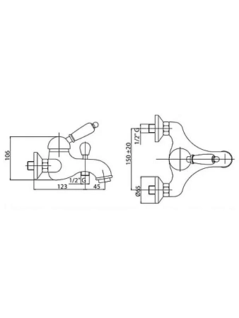 Смеситель для ванны с душем Cezares Vintage Vintage-PBVM-02-Sw бронза