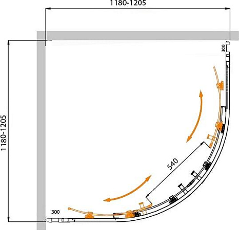 Душевой уголок Cezares MOLVENO-R-22-90+30-P-Cr стекло punto