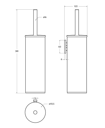 Ершик для унитаза Cezares Relax RELAX-TBS-M-NOP черный матовый