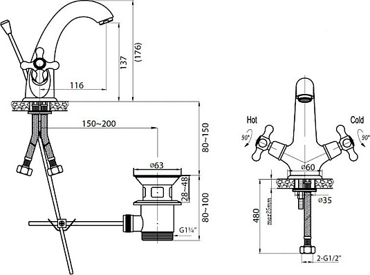Смеситель Cezares Golf GOLF-LS1-03/24 для раковины