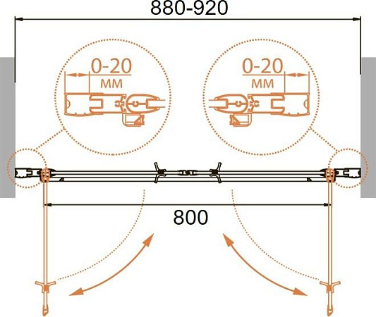 Душевая дверь в нишу Cezares RELAX-B-2-90-C-Bi стекло прозрачное