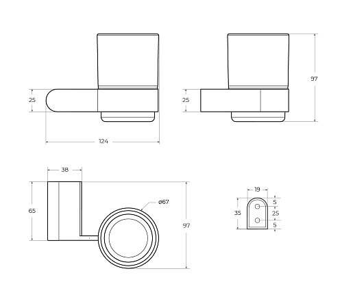 Стакан для зубных щеток Cezares Stylus STYLUS-TUMS-IN сатин