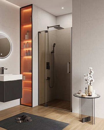 Дверь душевая Cezares Slider 80 SLIDER-B-1-80/90-BR-GM профиль оружейная сталь, стекло тонированное