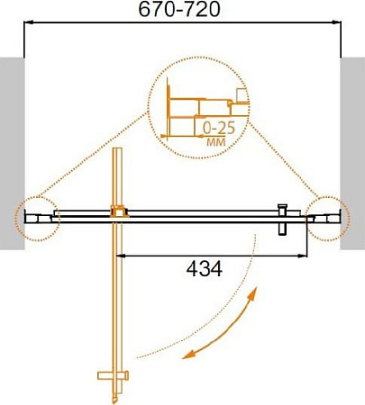 Душевая дверь в нишу Cezares MOLVENO-BA-1-70-P-Cr стекло punto