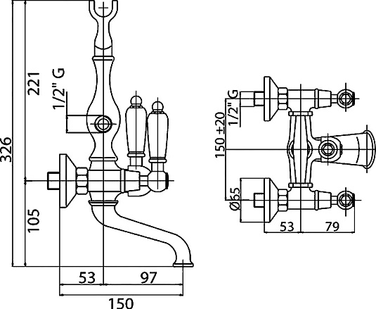 Смеситель Cezares First FIRST-VD-01-Bi для ванны с душем