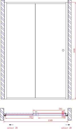 Душевая дверь в нишу Cezares Anima W BF1 160 C Cr