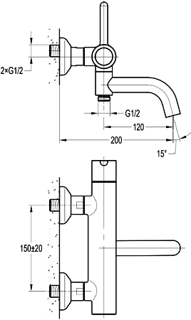 Смеситель для ванны с душем Cezares Eco ECO-VD-BORO золото