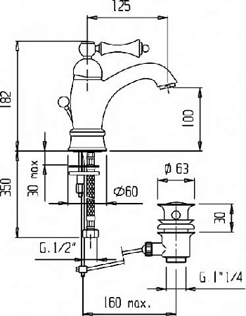 Смеситель Cezares Margot MARGOT-LSM1-A-01-Bi для раковины