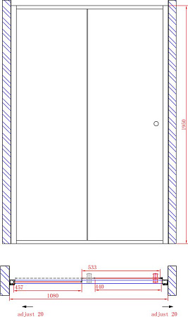 Душевая дверь в нишу Cezares Anima W BF1 110 P Cr