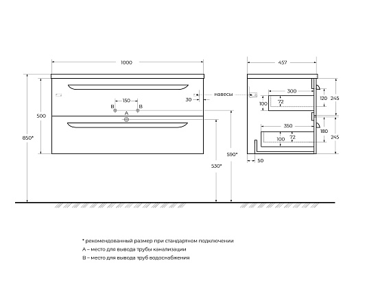 Тумба под раковину Cezares Eco-cer-n 100 ECO-CER-N-1000-2C-SO-PS-P фисташковый софт