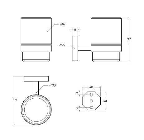 Стакан для зубных щеток Cezares Relax RELAX-TUMS-NOP черный матовый