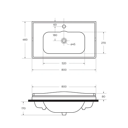 Раковина Cezares Giubileo CZR-ELT-80-LVB белый