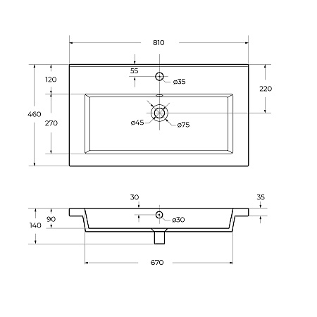 Накладная раковина Cezares 81 CZR-8070-80 белый глянец